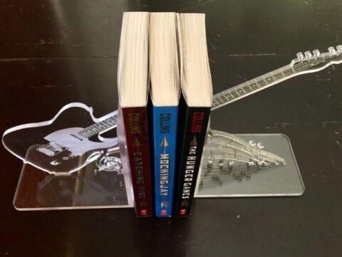 Laser Cut Acrylic Engraved Guitar Bookends Free Vector