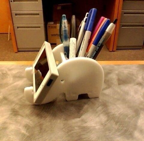 Laser Cut Elephant Phone Stand And Pen Holder DXF File
