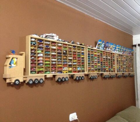 Laser Cut Toy Car Storage Truck Wall Shelf Free Vector